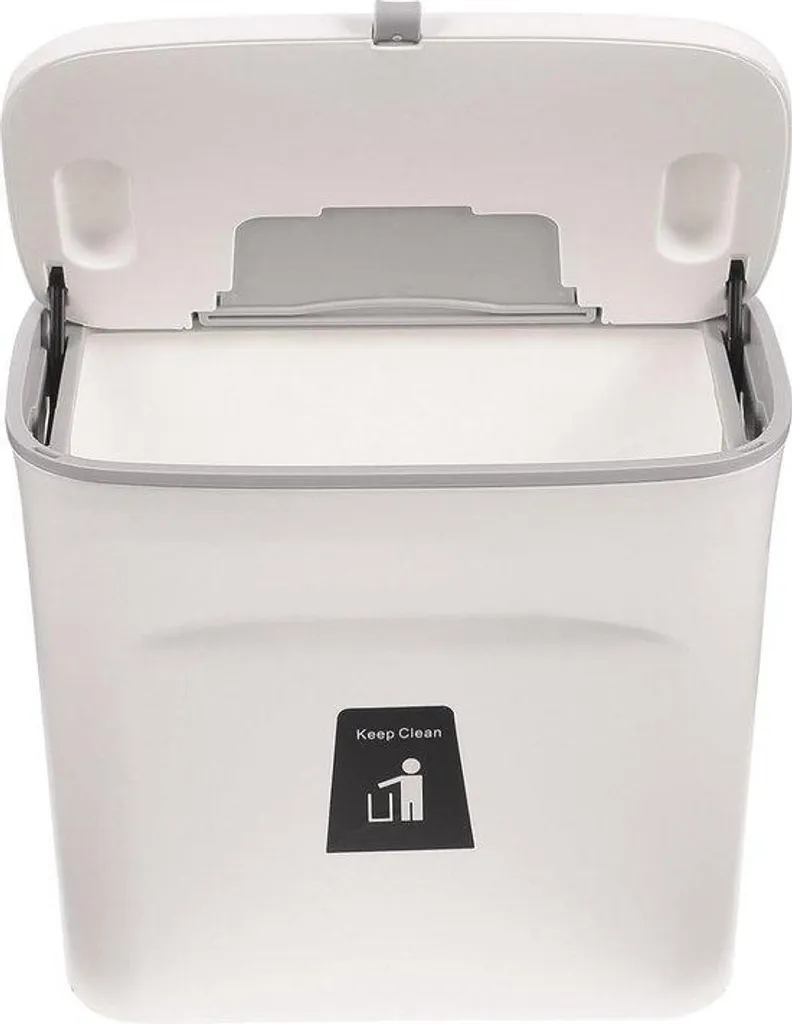 Poubelle compacte de 7 litres blanche avec couvercle et fixation murale