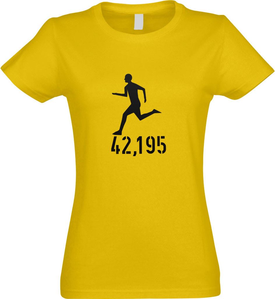 Kiwistar - T-Shirt tailliert - Damen - gelb - 42,195 Laufen - mit Motiv Bedruckt - Funshirt Design - Sport - Freizeit - Damen - XXL