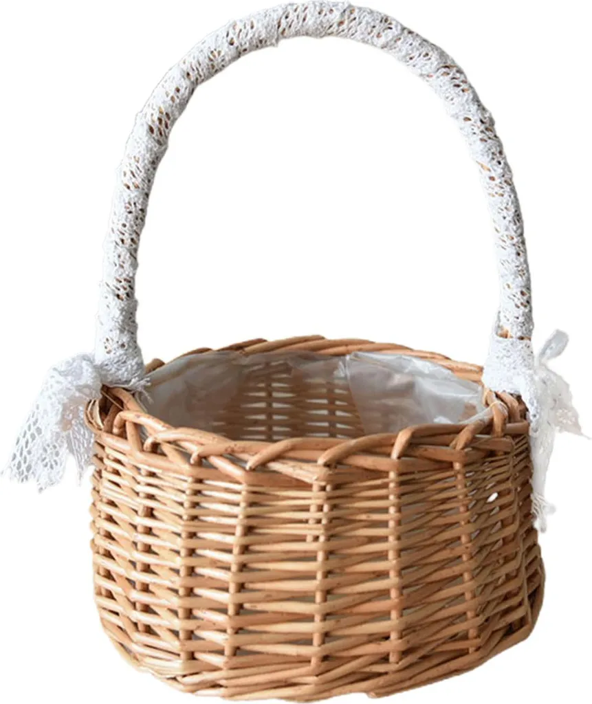 Corbeille fleuriste tressée main en osier naturel robuste et durable