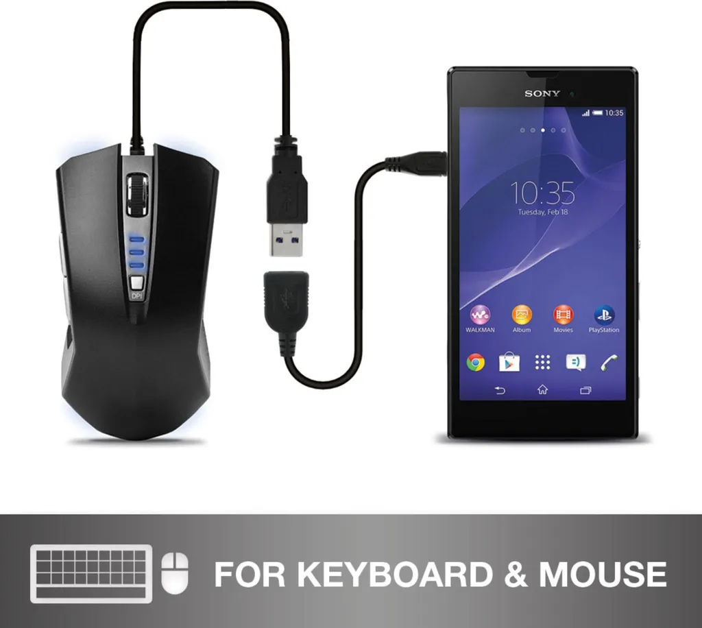 subtel Cavo OTG Micro USB 2.0 15cm - Adattatore per Tablet e PC Nero - 6