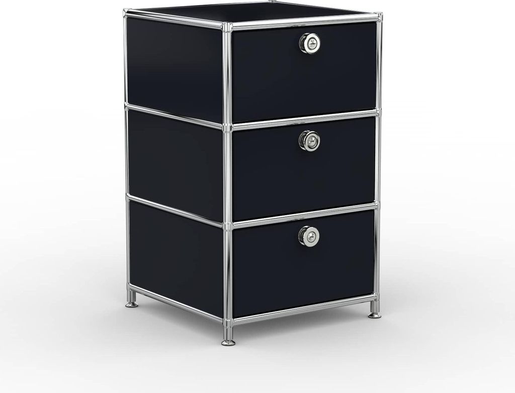 VERSEE Büro-Standcontainer, Metall, 40cm, 3 Schubladen, Graphitschwarz