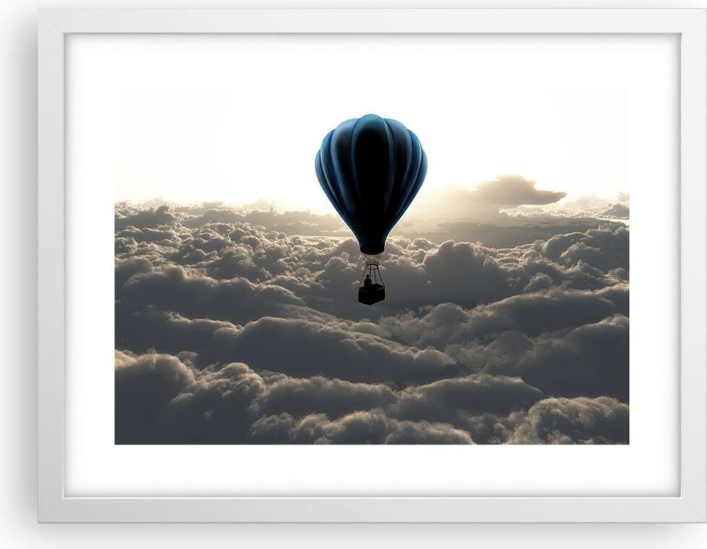 Gerahmtes Poster - Weißer Rahmen - Wolke Ballon Himmel - Produktbild 