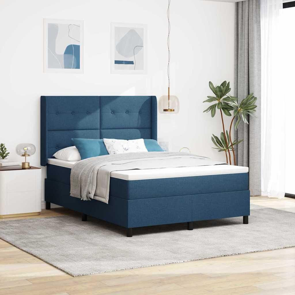 Maison Exclusive - Boxspringbett mit Matratze mit Kopfteil Blau 190 x 140 cm Stoff