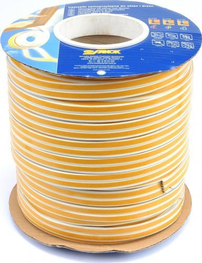 Těsnění do oken a dveří samolepící 9x4mm TYP E bílé 150M Obrázek produktu 