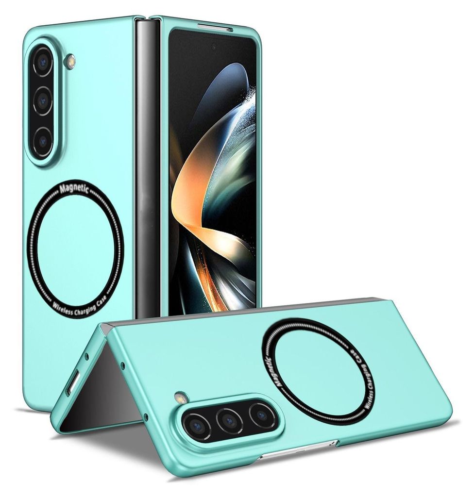 Für Samsung Galaxy Z Fold6 5G Magnet Magsafe faltbare Design Handy Tasche Hülle Etuis Türkis