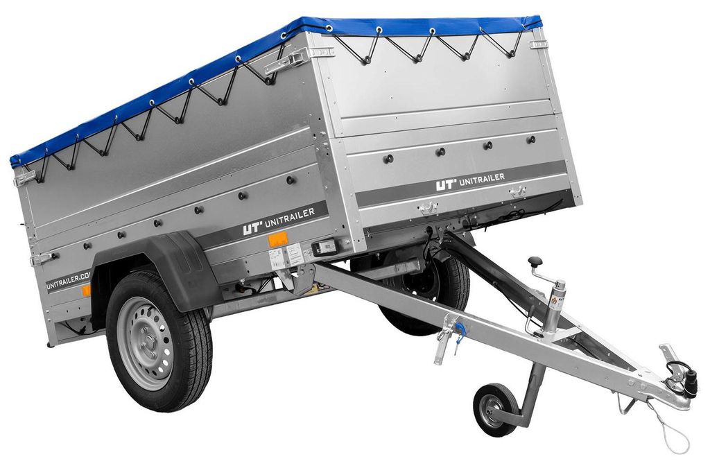 Kfz Anhänger 750 kg GARDEN TRAILER 201 KIPP mit zusätzlichen Bordwänden, Stützrad und blauer Flachplane
