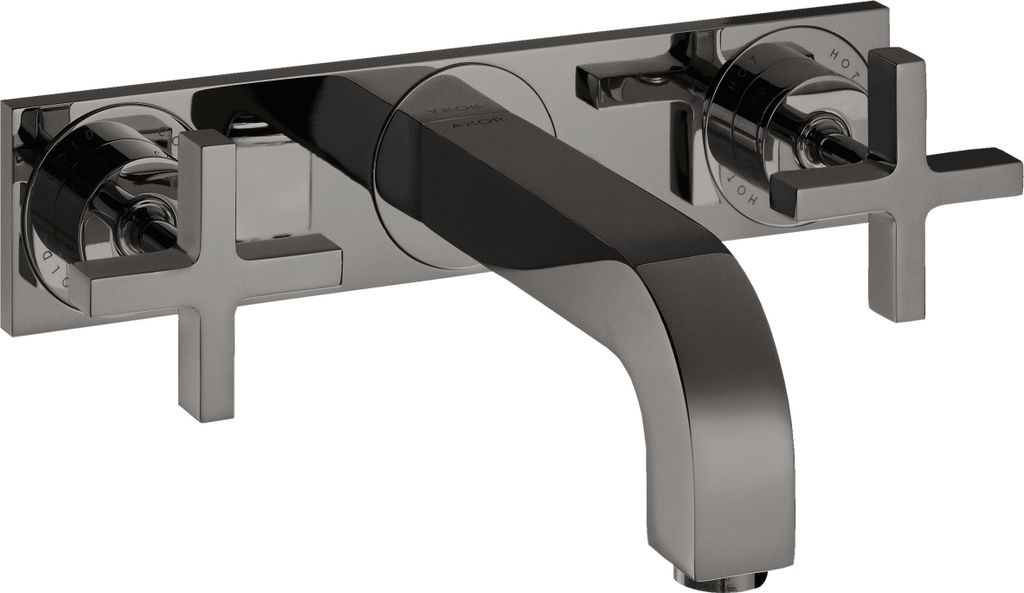 hansgrohe AXOR Citterio 3-Loch Waschtischarmatur Unterputz, Auslauf 226mm, Kreuzgriffe, Platte für Wandmontage, 39144330