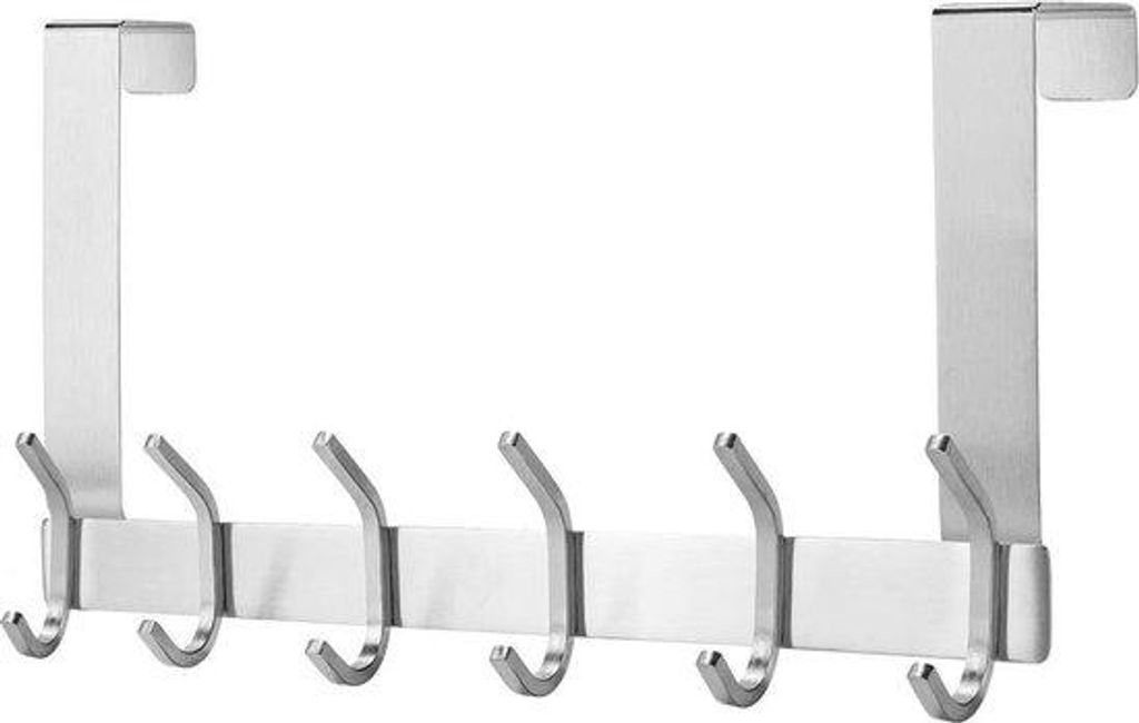 Schwergewichts-Drehregal aus Edelstahl mit 6 Haken, ohne Bohren, für Türen mit einer Dicke von 3,5 bis 4,5 cm