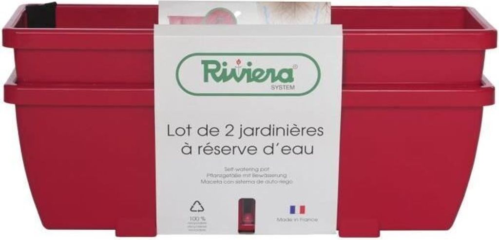 RIVIERA EVA-Blumenkasten Set mit 2 Pflanzgefäßen Kunststoff 57 cm Rot