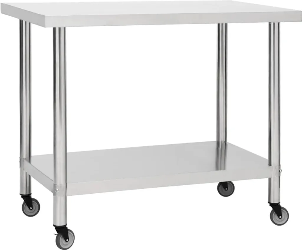 Table de travail de cuisine inox 100x45x85 cm avec roulettes mobiles