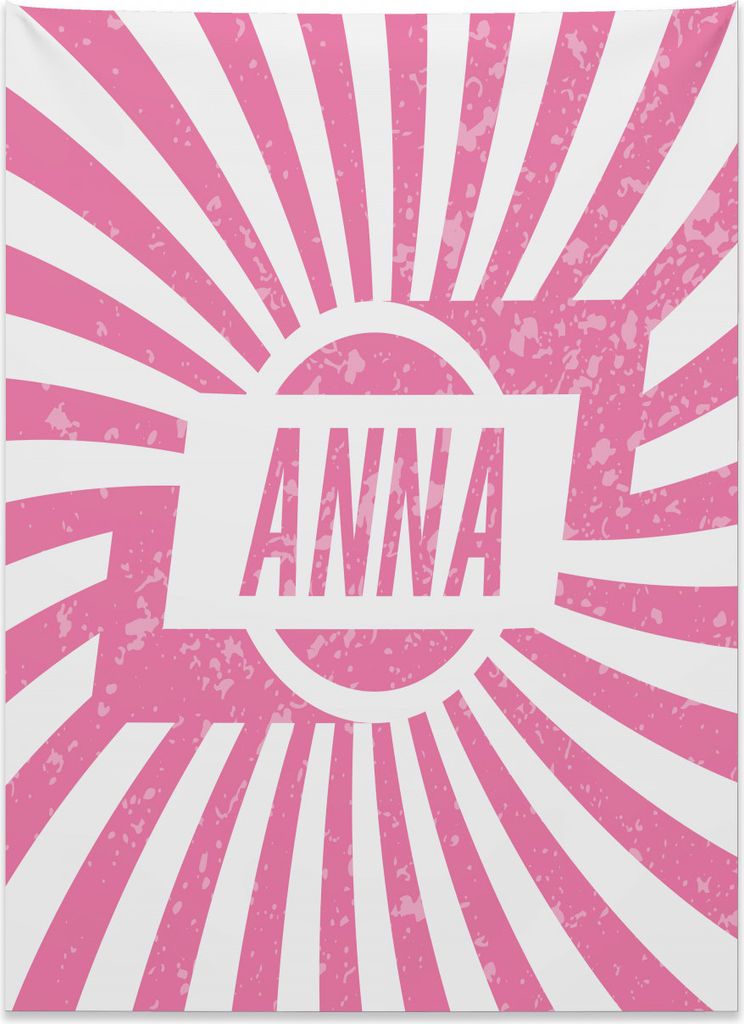 Abakuhaus Anna Wandteppich, Retro-Stil Mädchen Name aus Weiches Mikrofaser Stoff Kein Verblassen Klare Farben Waschbar, 110 x 150 cm, Hellrosa und...