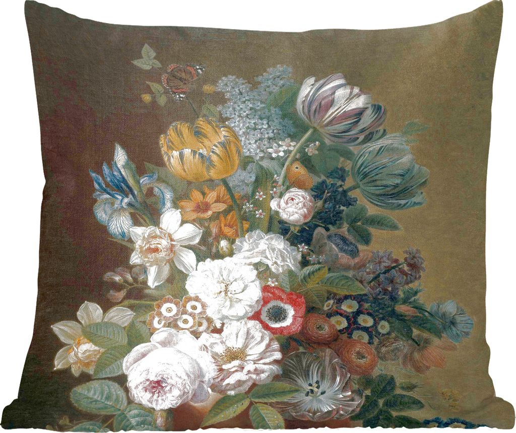 MuchoWow Zierkissen Sofakissen Wohnzimmer Dekokissen 45x45 cm Stilleben mit Blumen - Gemälde von Eelke Jelles Eelkema - Schlafpolster - Polster ...