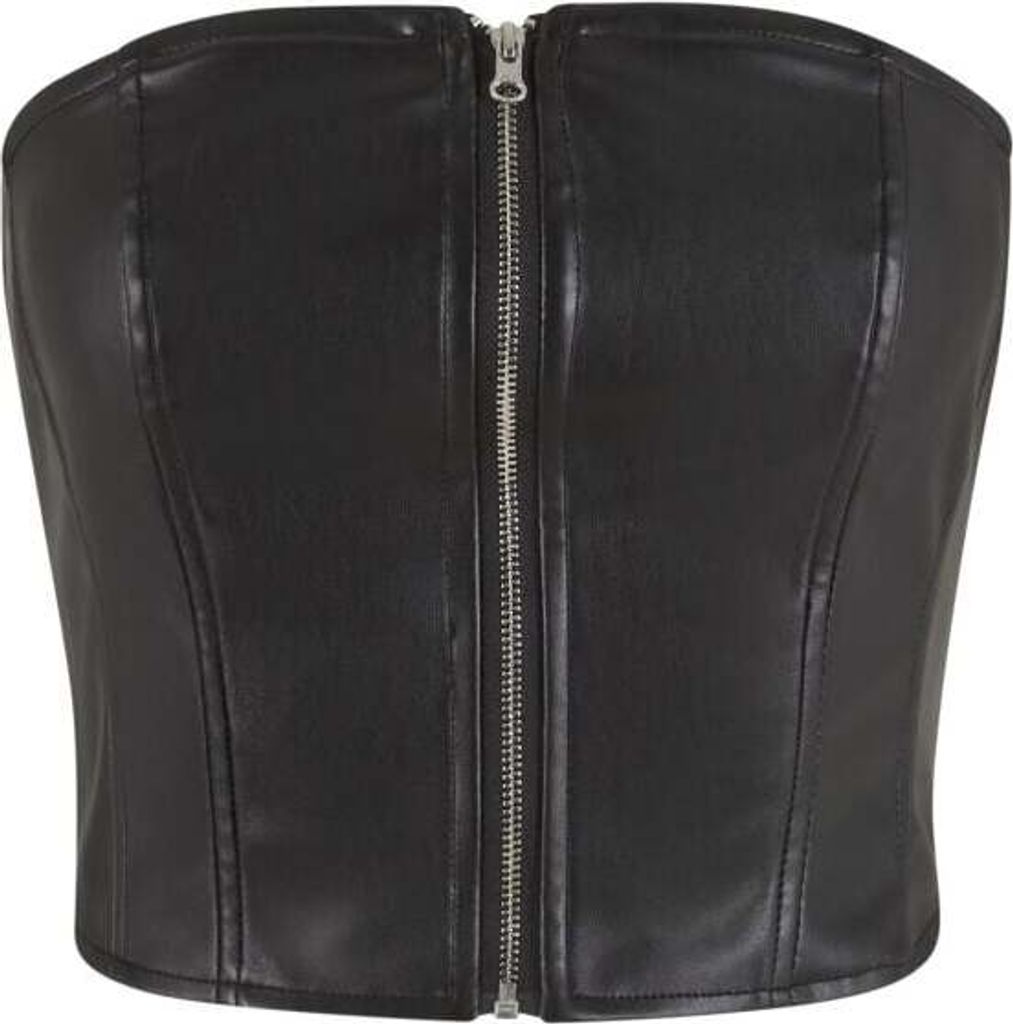 Urban Classics Top Damen Ladies Synthetic Leather Bandeau Top schwarz XS