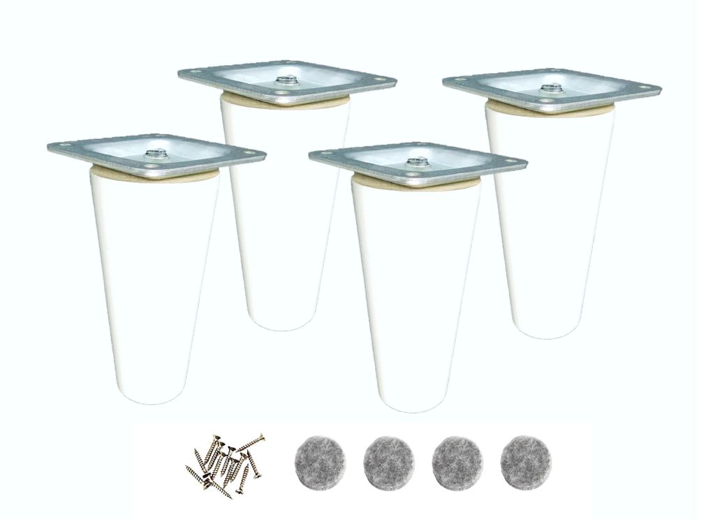 Dřevěné bukové nohy 9 cm – bílý lak, s montáží na nábytek, Obrázek produktu 