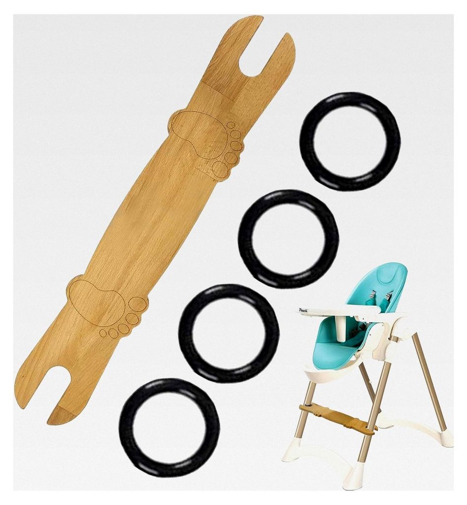 Fußstütze für Hochstühle – Holz 50 x 8,2 cm | Verstellbare Fußstütze aus Holz, ergonomisches Babyzubehör, rutschfest, unterstützt die ric...