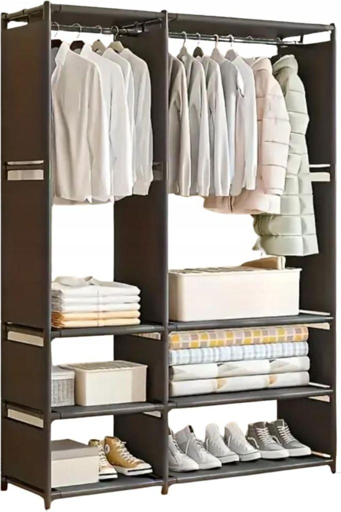 Materialschrank - Textilschrank - zusammenklappbarer Kleiderschrank - Regal für Schuhe und Kleidung - 170x95x36 cm