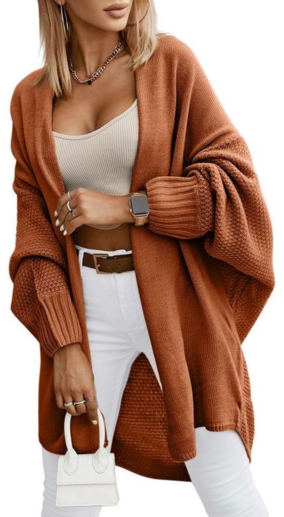 Oversize-Strickjacke mit Fledermausärmeln für Damen,Größe:L Produktbild 