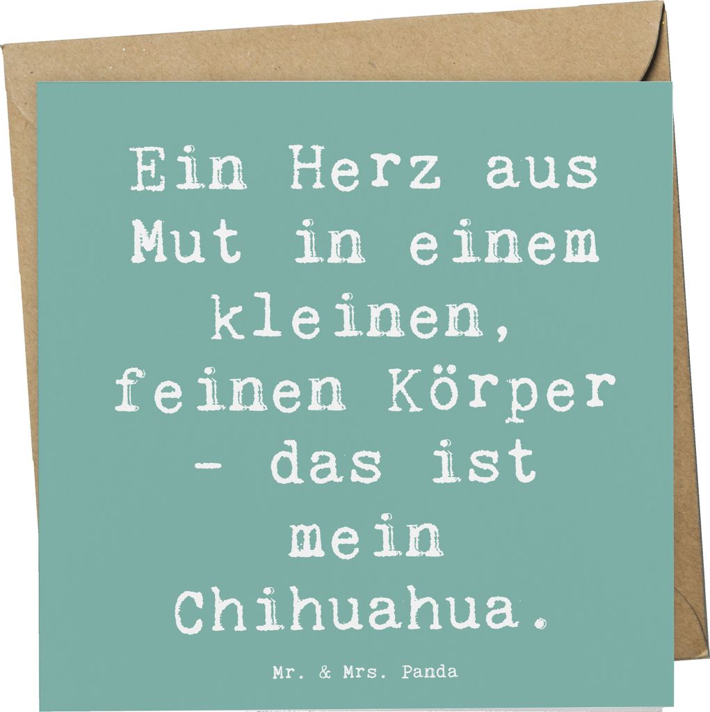 Mr. & Mrs. Panda Glückwunschkarte Spruch Chihuahua Herz - Meeresbrise - Geschenk, anlasskarte, Klappkarte, doppelkarte, mutiger Hund, Hunderassen,...