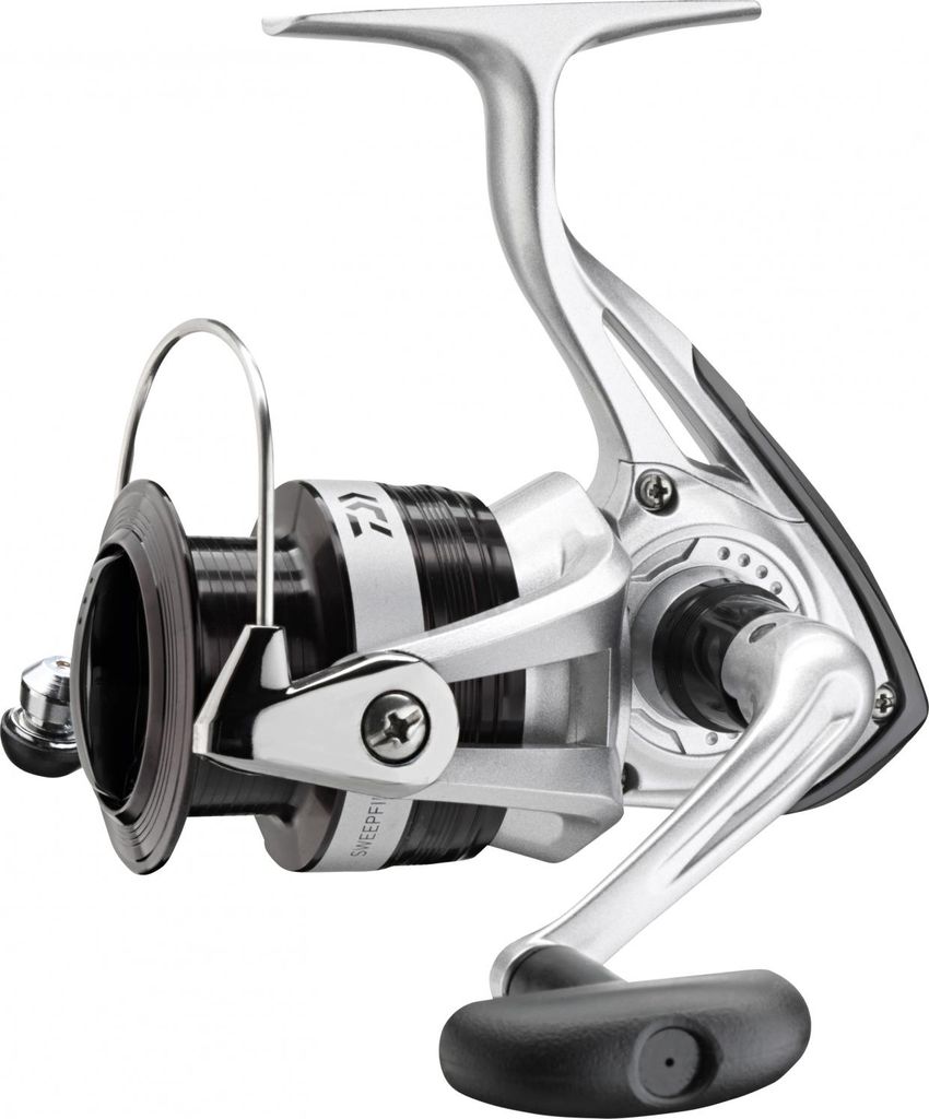 A fishing reel on a white background.