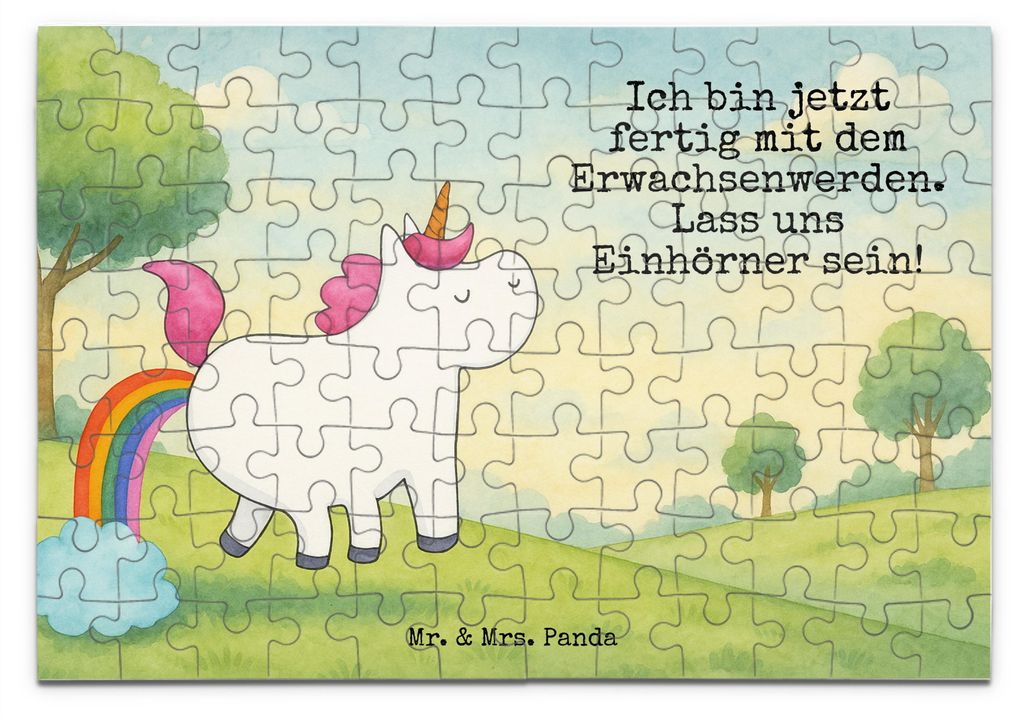 Mr. & Mrs. Panda Puzzle Einhorn Pupsen Design 96 Teile - Weiß - Geschenk, Freundin, Lustig, 1000, Unicorn, 2000, 500, Spaß, 300, 1500, Regenbogen
