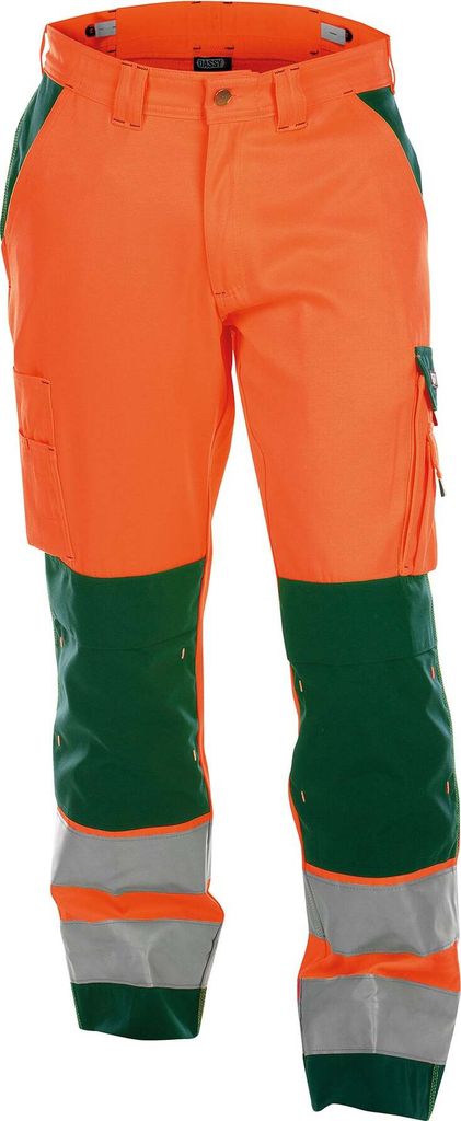 DASSY Buffalo Warnschutzhose mit Kniepolstertaschen NEONORANGE/FLASCHENGRÜN Gr.48 Länge: PLUS