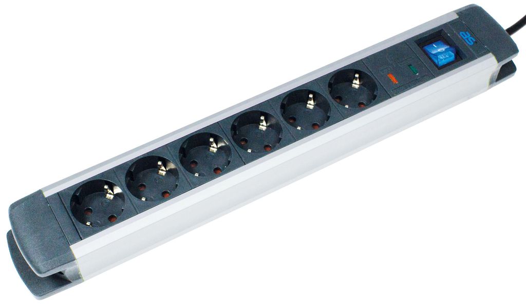 as-Schwabe 6-fach Aluminium-Steckdosenleiste 1,5m Produktbild 