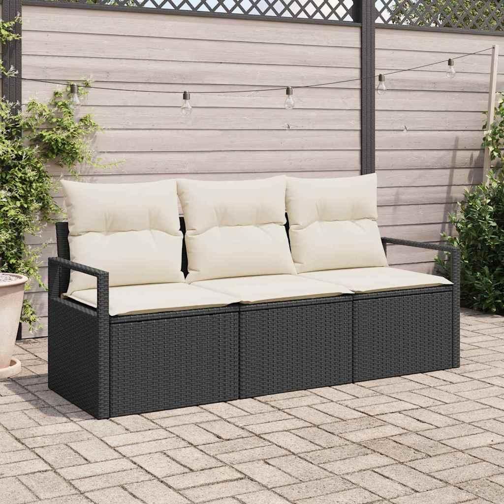Maison Exclusive - Sofa Set mit Kissen 3 pcs Schwarz Poly Rattan