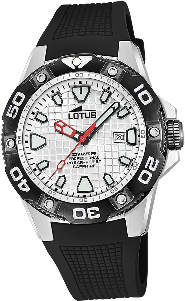 Lotus 18927/A Orologio Uomo Diver Nero: Vetro Zaffiro e Silicone