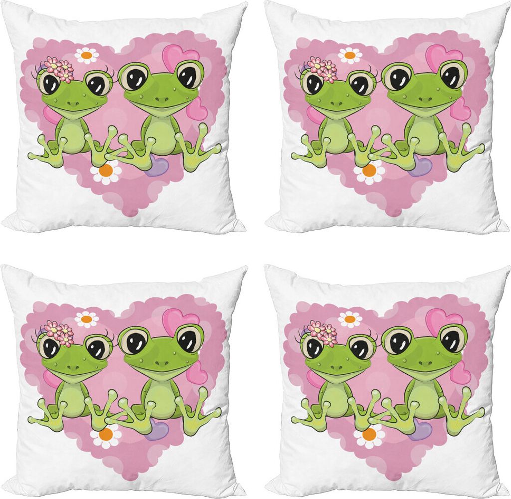 ABAKUHAUS Liebe Kissenbezug Set (4 Stück), Herz in der Liebe Blumen, Moderner Doppelseitiger Digitaldruck, 45 cm x 45 cm, Getrocknete Rosen-Lindgrün