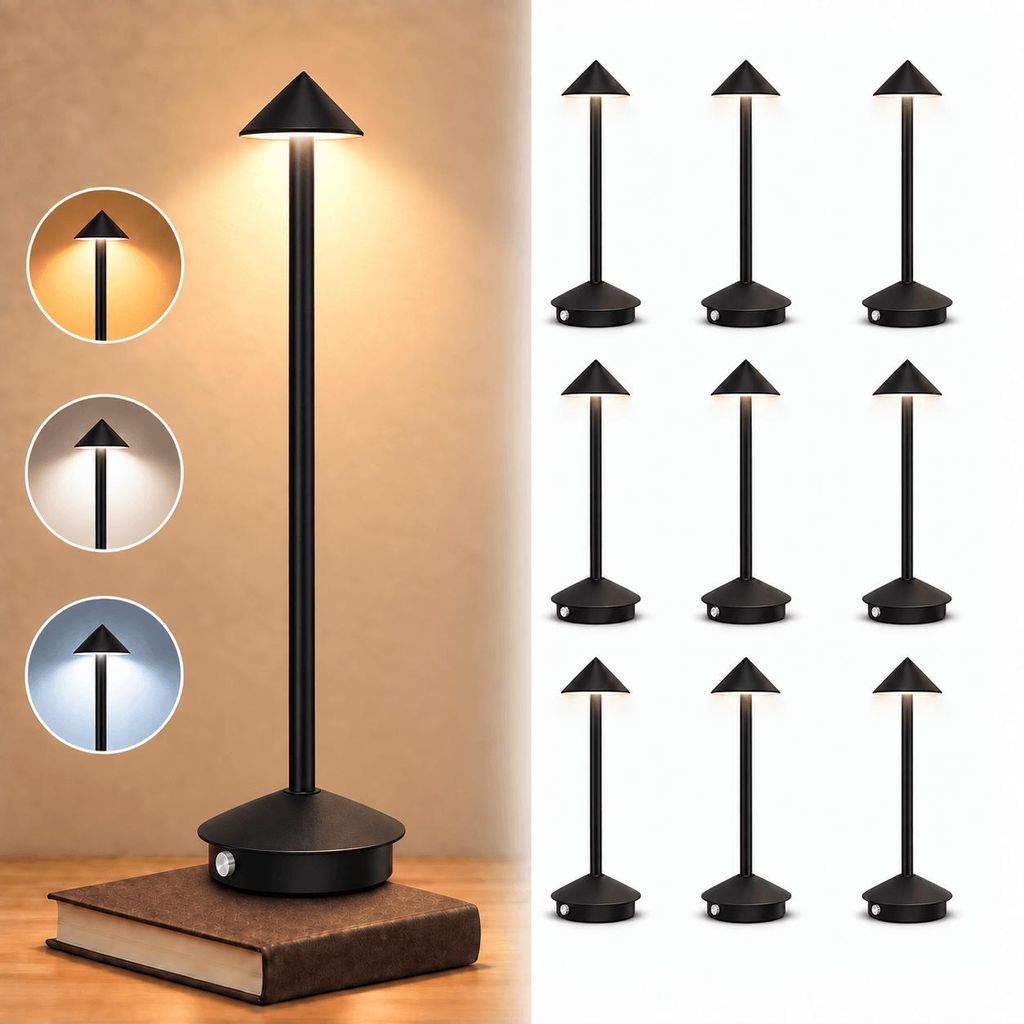 10er Kabellose Dimmbare LED Tischleuchte, Wiederaufladbar Produktbild 