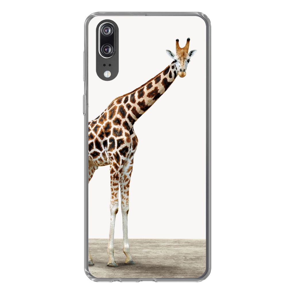 MuchoWow Handyhülle Schutzhülle Hülle für Huawei P20 Giraffe - Tiere - Weißer Hintergrund - Kinder - Junge - Mädchen Silikon Softcase Handy...