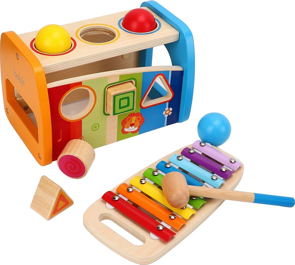 Formsortierer Xylophon 2 in 1 Pädagogisches Holz Buntes Hämmern Hämmerndes Spielzeug für Kleinkinder