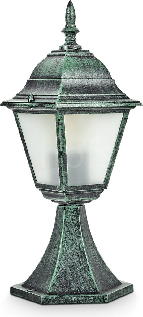 Quartucciu Sockelleuchte aus Metall/Glas in Schwarz-Grün/Milchglas