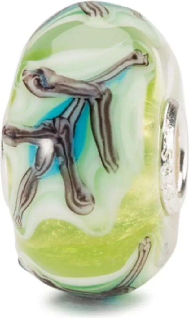 Trollbeads TGLBE-20129 Foglie Incantate | Bead in Vetro Murano e Argento