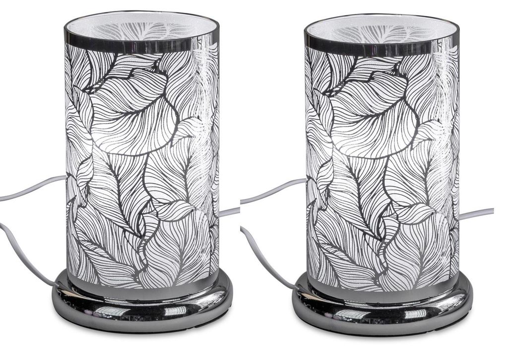 2er Set Tischlampen Leuchten BLÄTTER H. 24cm D. 15cm mit Produktbild 