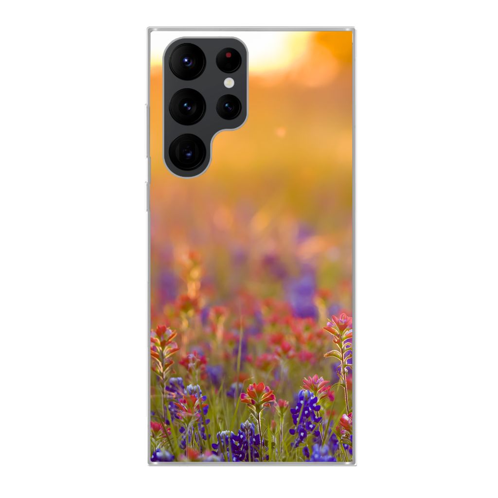 MuchoWow Handyhülle Schutzhülle Hülle für Samsung Galaxy S22 Ultra Blumen - Gold - Sonne Silikon Softcase Handy Hülle - Abbildung