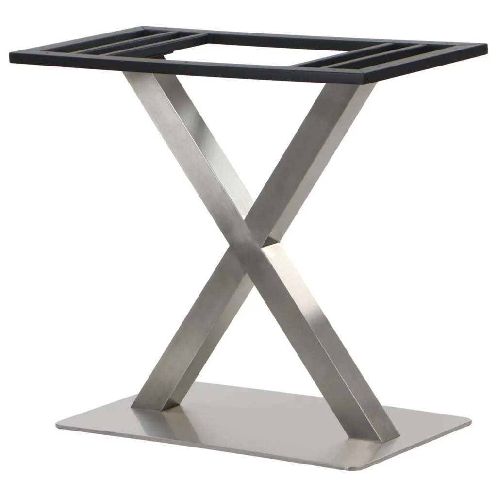 Piètement double en acier inoxydable brossé pour grande table de restaurant