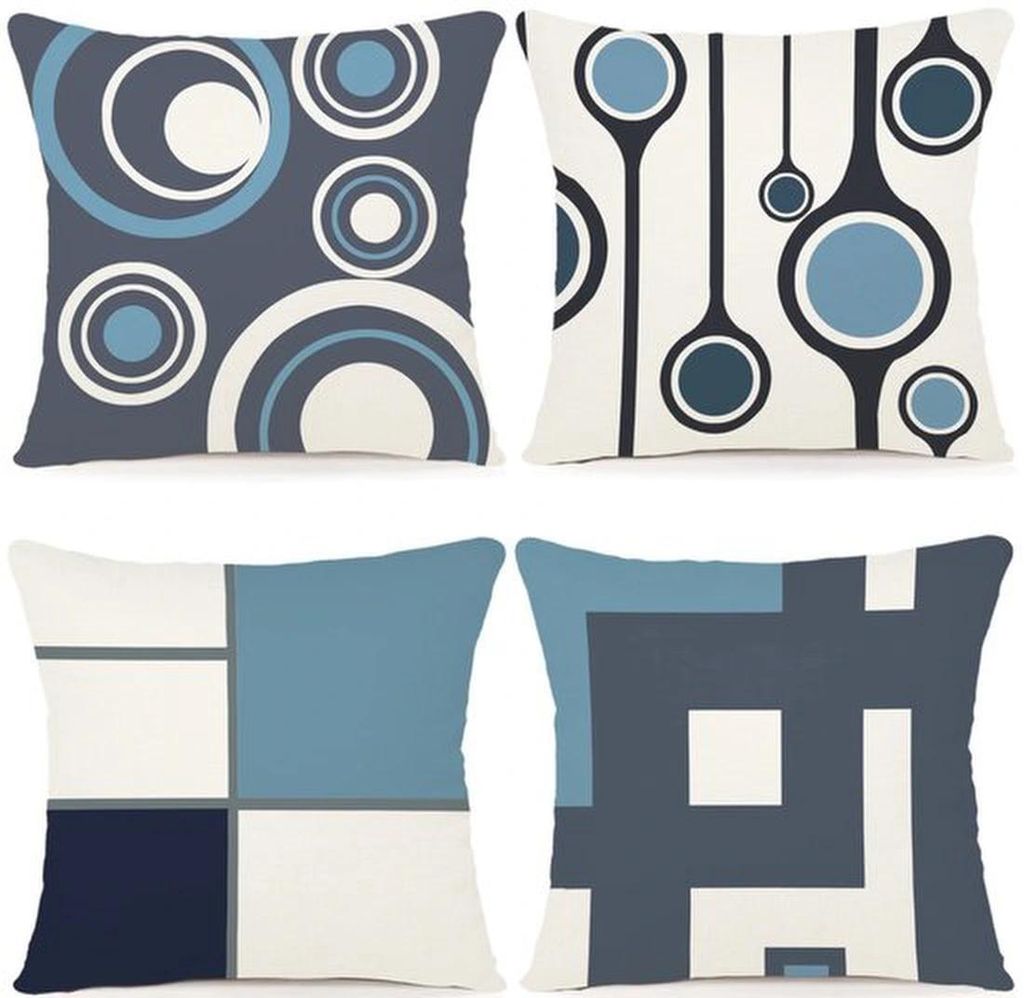 Unyqoos Set mit 4 stilvollen Kissenhüllen, geometrisches Design, 40 x 40 cm, für Innen- und Außendekoration