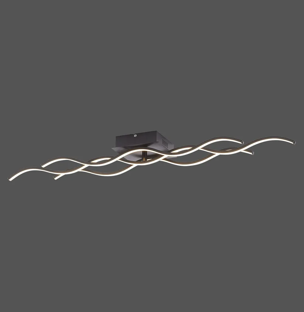 Lampada da soffitto a LED, design a onda, nero, lunghezza 97 cm