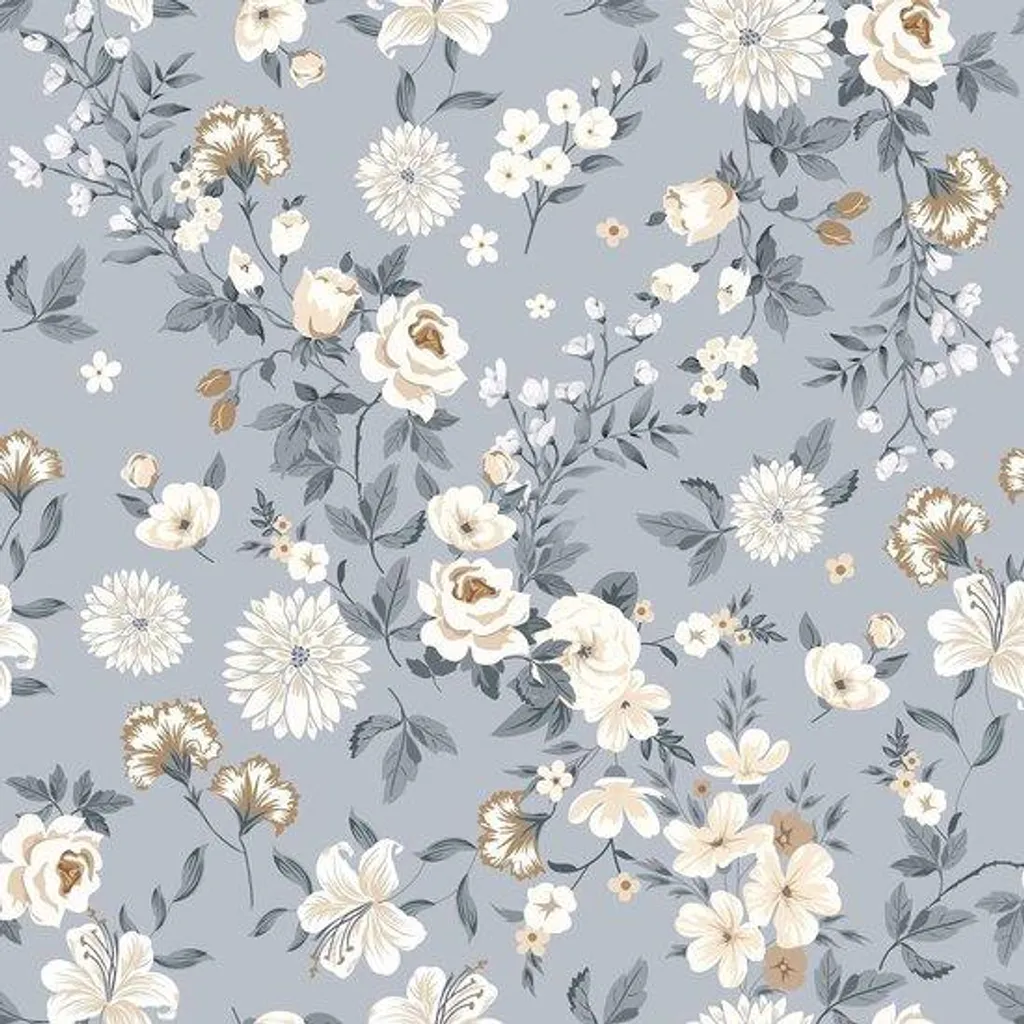Papier peint autocollant repositionnable bleu motif floral violet 44 cm