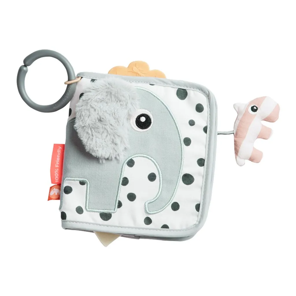Livre d'activités sensoriel Elphee gris - Premier jouet bébé tissu