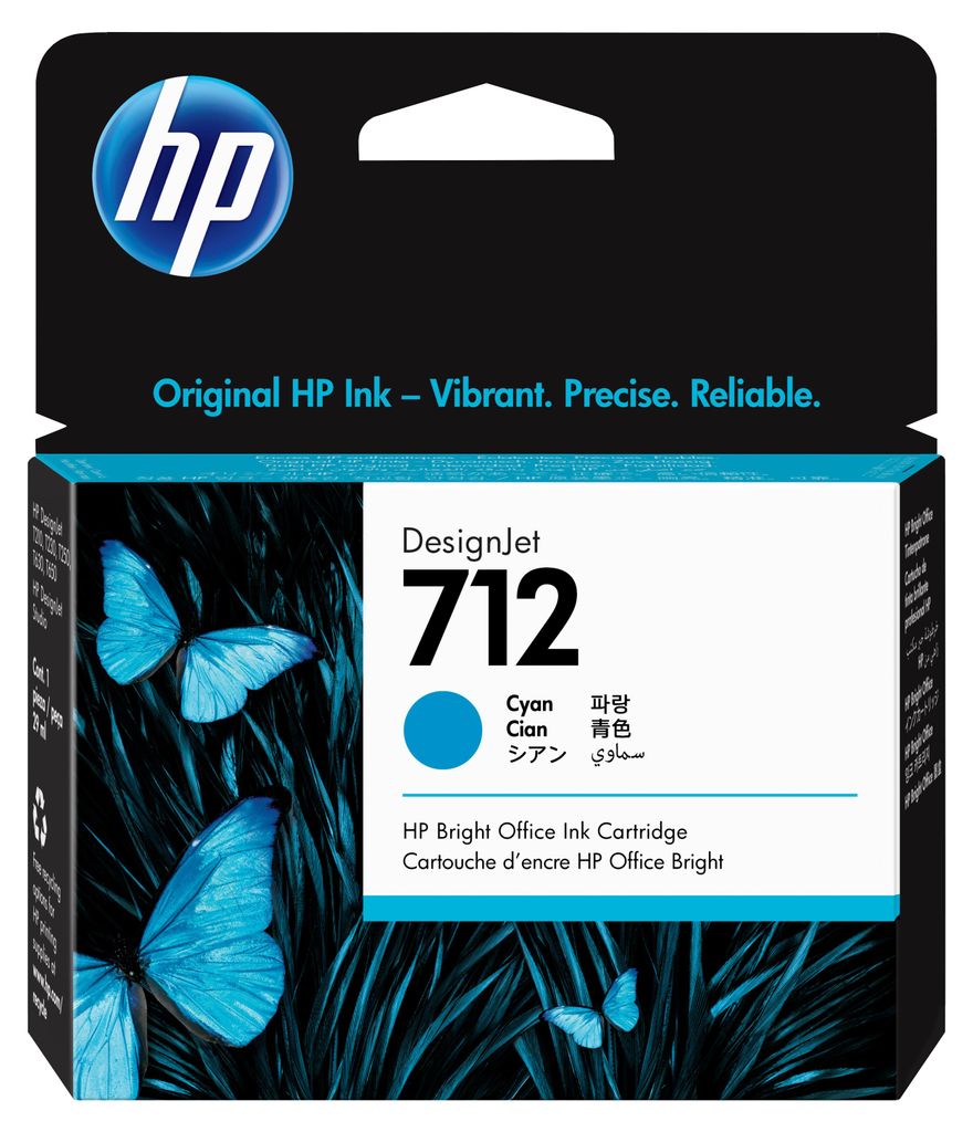 HP Azúrová atramentová kazeta 712 DesignJet, 29 ml, Rad Obrázok produktu 