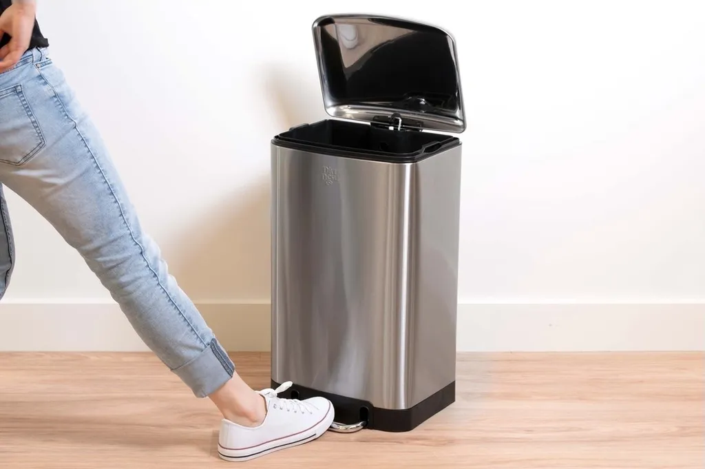 Dirt Devil Poubelle à pédale 20L en acier inoxydable argenté durable