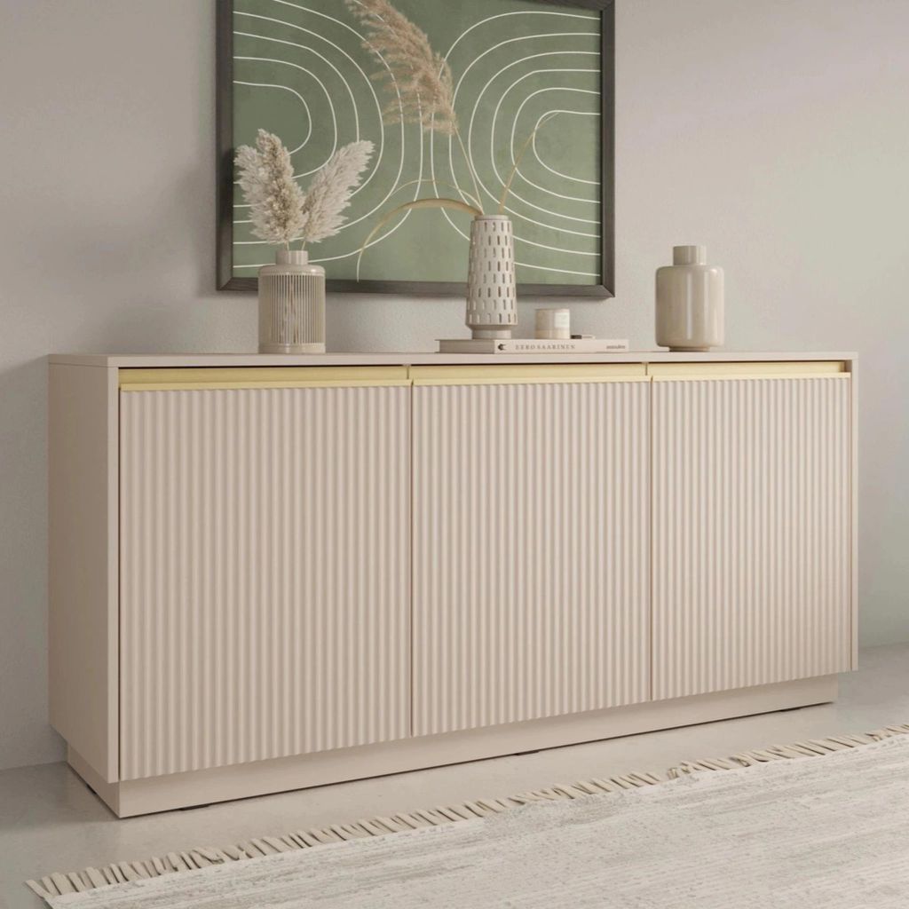 Kommode Loren 154 cm in Cashmere mit Gerillten Fronten und Produktbild 