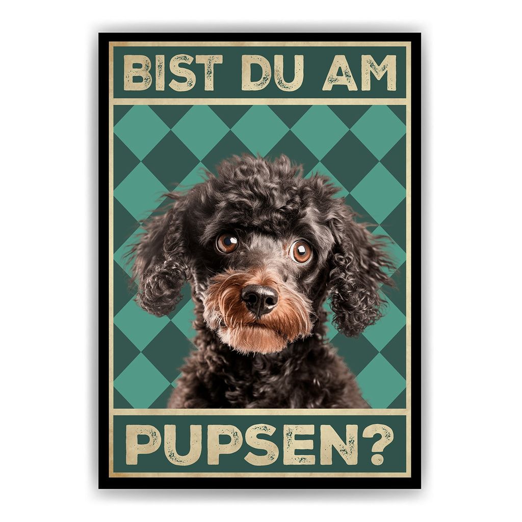 Pudel - Bist du am Pupsen? Hunde Poster Badezimmer Gästebad Wandbild Klo Toilette Dekoration Lustiges Gäste-WC Bild DIN A4 – DIN A4 (21x29.7cm)