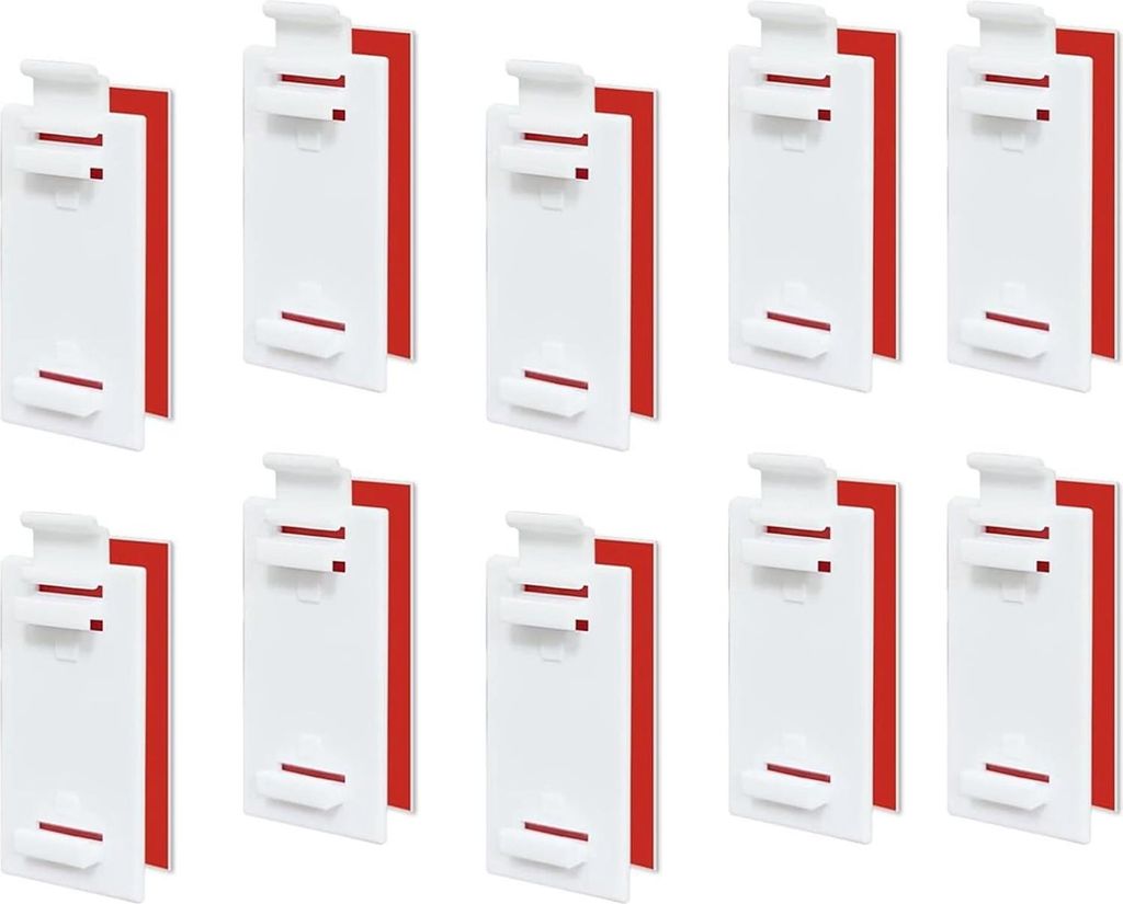 für Klemmfix Rollo, 10 Stück, 5,3 x 3,1 x 0,6 cm, Weiß-Rot, Fensterrollos Zubehör ohne Bohren