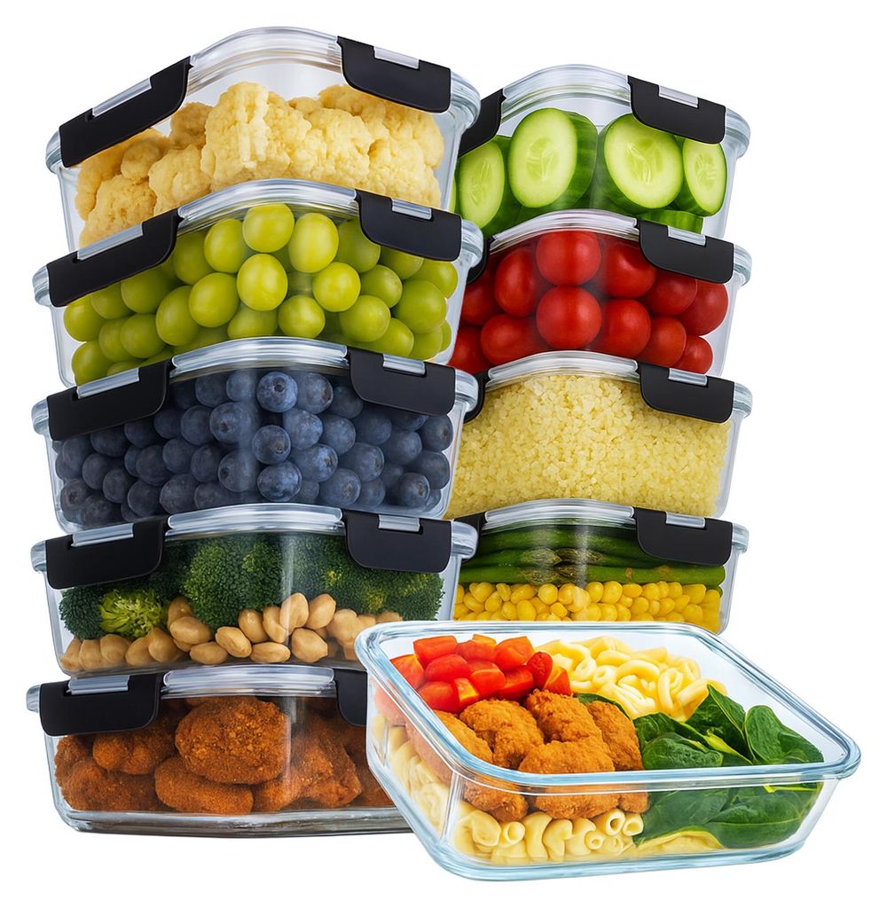 Aviro Frischhaltebehälter Glas – 10 Stück – Meal Prep Behälter – Gefrierschrank-, Mikrowellen- und o
