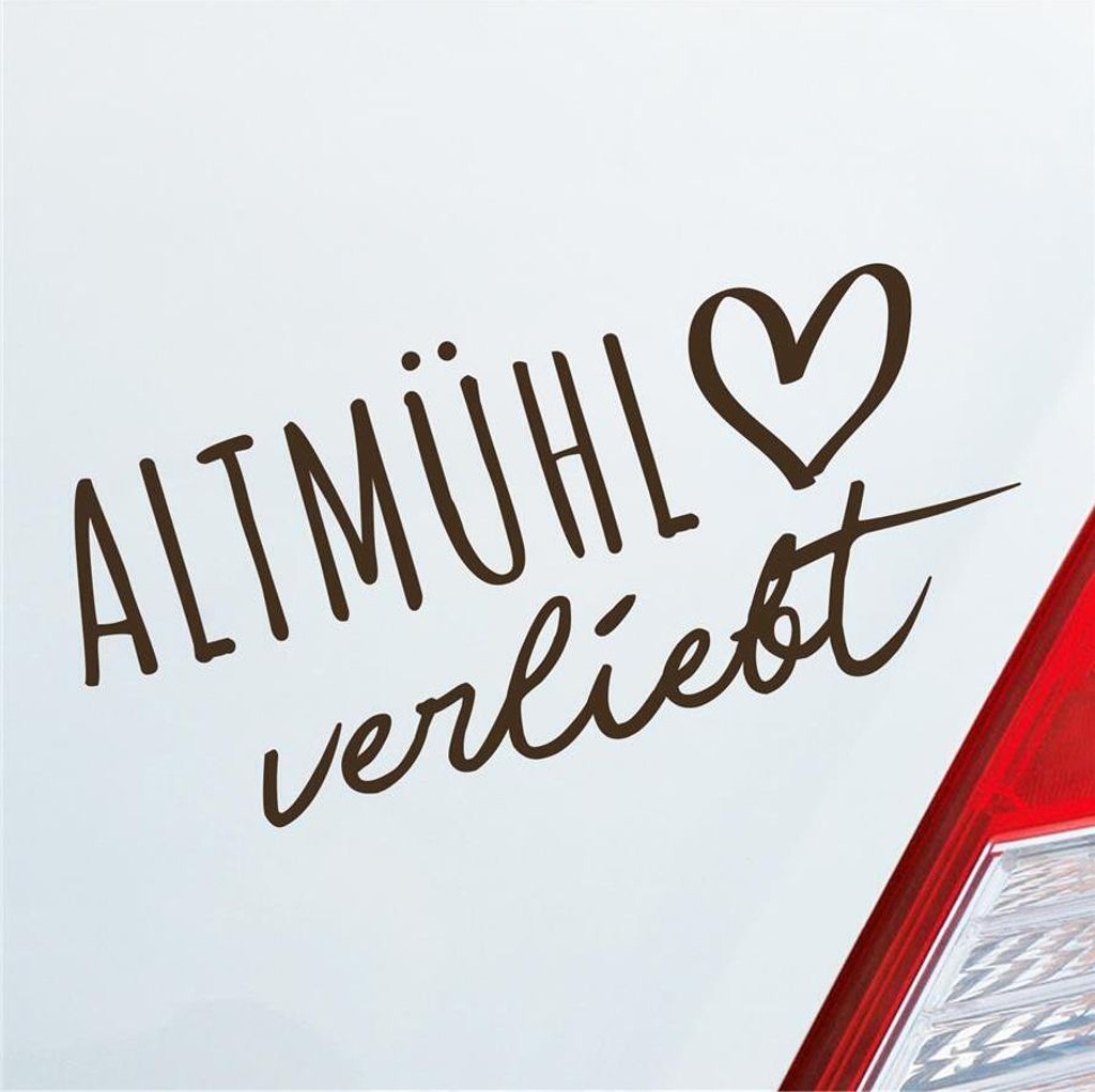 Auto Aufkleber Altmühl verliebt Herz Fluss Wasser Water Liebe Car 19x9 cm Braun Sticker Heckscheibenaufkleber