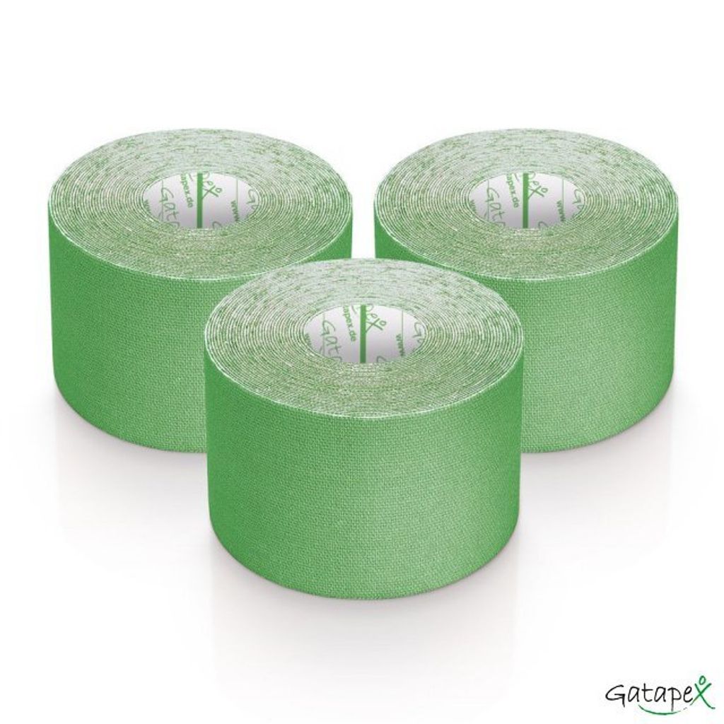 Gatapex 3 Rollen Kinesiologie Tape Hellgrün 5, 5 m x 5cm / insgesamt 16,5 Meter