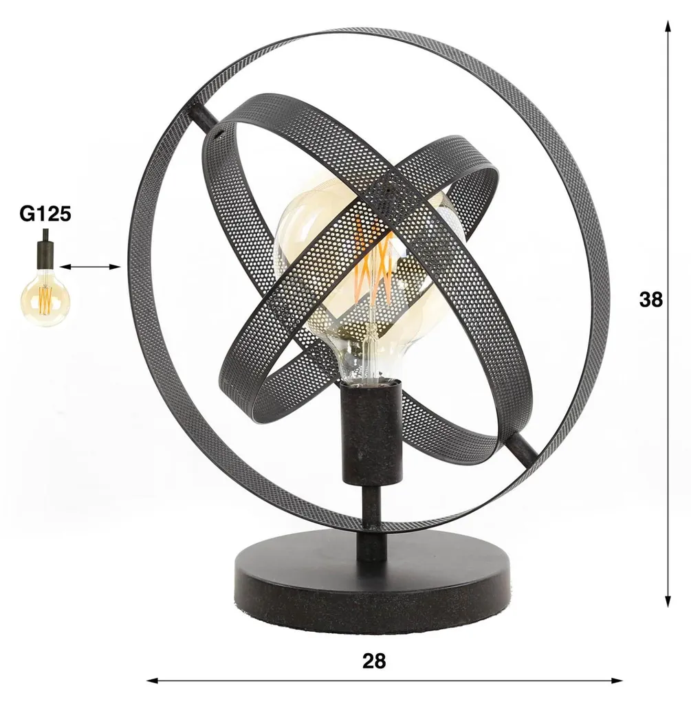 Lampe de chevet noire design Cosmos 32cm : Éclairage d'appoint idéal